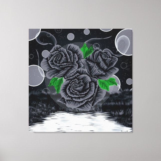 Toile Roses noires sous le ciel nocturne (Recto)