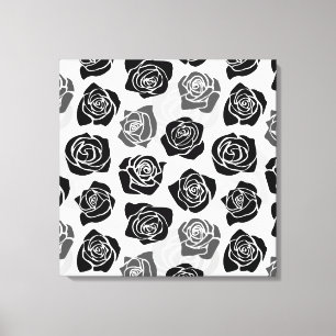 Toile Roses noirs et blancs vintages chics