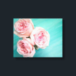 Toile Roses roses<br><div class="desc">Roses roses sur turquoise</div>