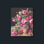 Toile Roses roses (par Ferdinand Georg Waldmüller)<br><div class="desc">Ce dessin présente une peinture de l'artiste autrichien Ferdinand Georg Waldmüller (1793-1865). Il représente un beau bouquet de roses vives dans un élégant vase argenté. Il y a encore de l'argenterie à côté du vase. La couleur des fleurs est incroyablement vibrante. L'oeuvre originale a été peinte en 1843.</div>