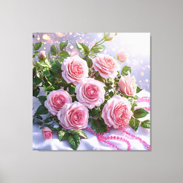 Toile Roses roses tendres (Recto)