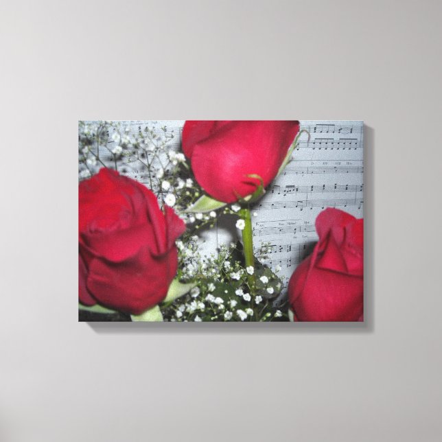 Toile Roses Rouges et Partition (Recto)
