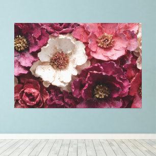 Toile Roses rouges profondes, roses et crème avec centre