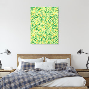 Toile Roses sauvages en jaune et vert