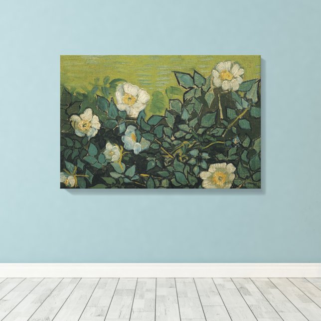 Toile Roses sauvages par Vincent van Gogh, Jardin Vintag (Insitu (Plancher de Bois))
