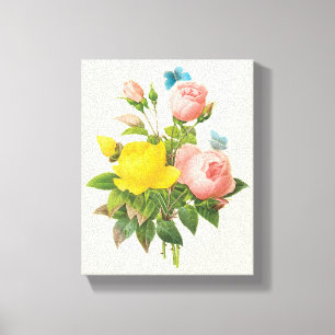 Toile Roses thé jaunes persans vintage par Redoute