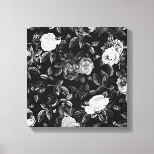 Toile Roses vintage Classy Elegant Noir et Blanc