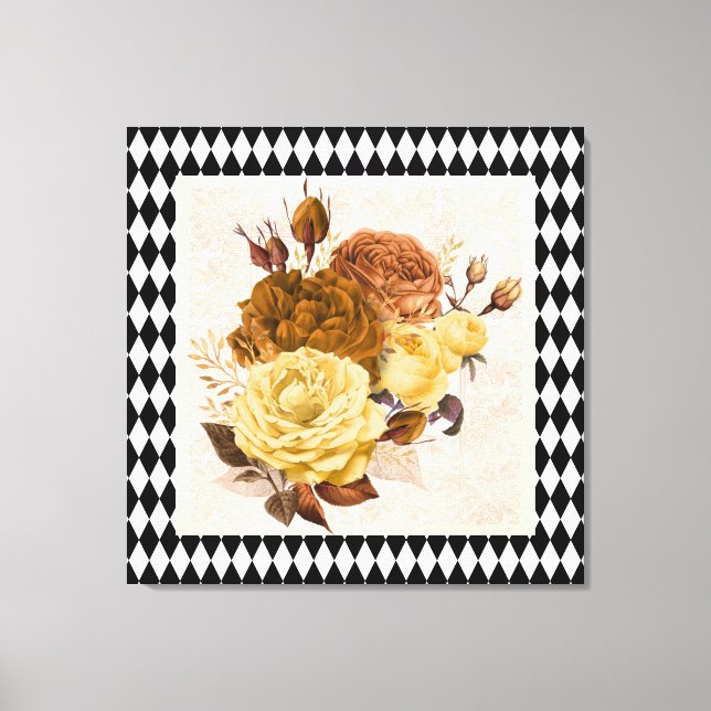 Toile Roses vintages du jardin Arlequin (Recto)