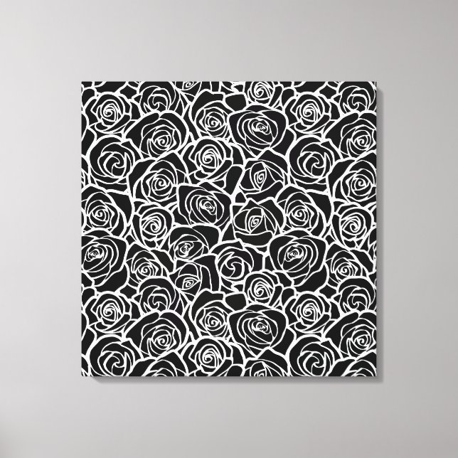 Toile Roses Vintages en noir et blanc (Recto)