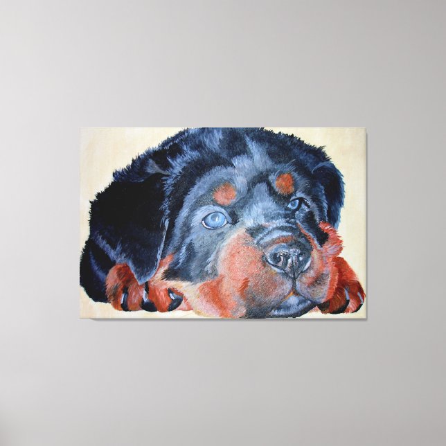 Toile Rottweiler Chiot Artistique Portrait pour Animaux (Recto)