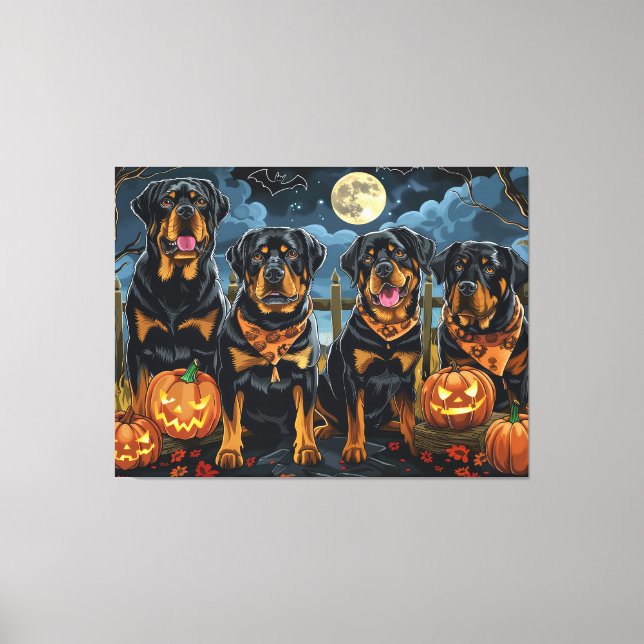 Toile Rottweiler Halloween Épouvantable (Recto)