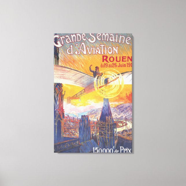 Toile Rouen, France - Pilote et Avion (Recto)