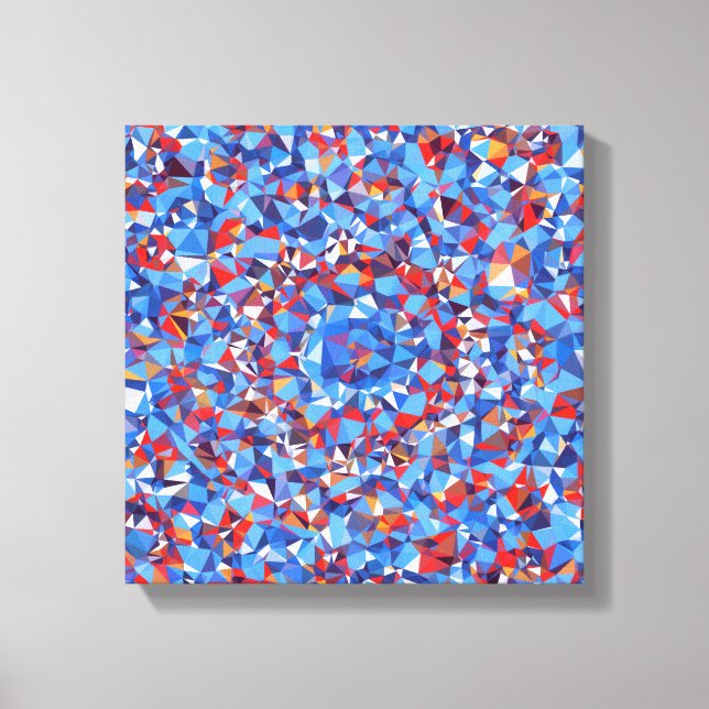 Toile Rouge bleu moderne Fractal Abstrait géométrique (Recto)