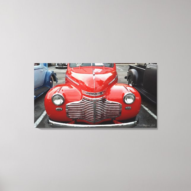 Toile rouge Chevy 1941 Coupe Triptych Imprimer (Recto)
