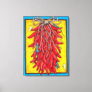 Toile Rouge clair Chili jaune Chili poivre Ristra Lizard