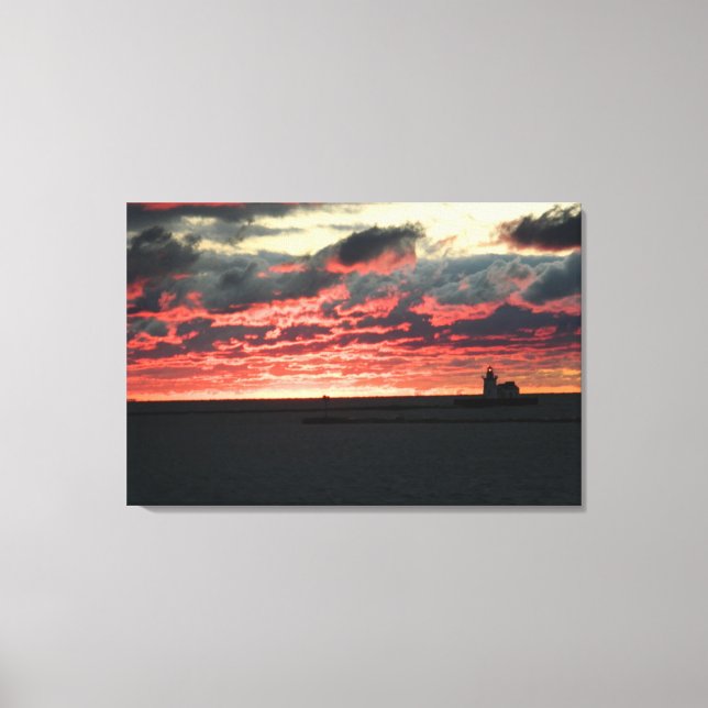 Toile rouge coucher de soleil (phare) Imprimer (Recto)