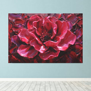 Toile Rouge, Cramoisi et Pourpre Profond en Fleurs – Abs