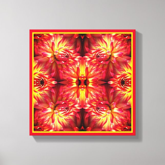 Toile Rouge Dahlia Fleur Abstraite Nature (Recto)