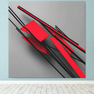 Toile Rouge et Noir Minimaliste Moderne Abstrait