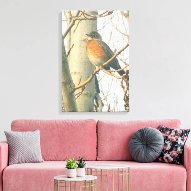Toile - Rouge-gorge d'hiver sur une branche (Insitu(Salon))