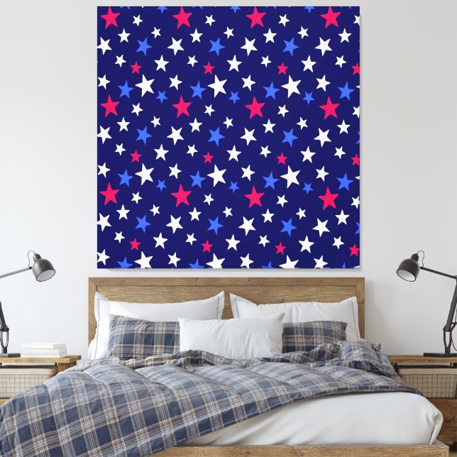 Toile Rouge gras, bleu patriotique et étoiles blanches  (Insitu(Chambre))