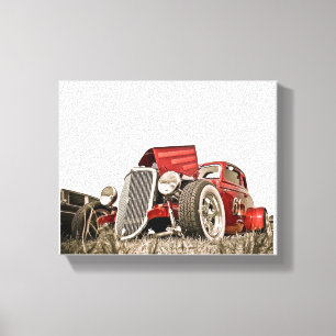 Toile Rouge Vintage classique voiture Collector Canvas