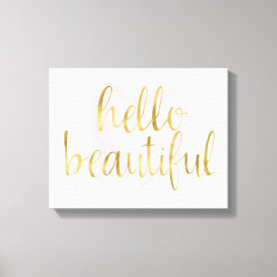 Toile Rougissent le coeur rose d'aquarelle d'or bonjour