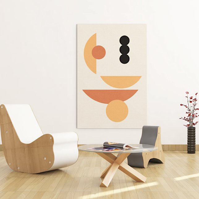 Toile Rouille contemporaine Rouge Soleil Noir Cercles Lu (Créateur téléchargé)