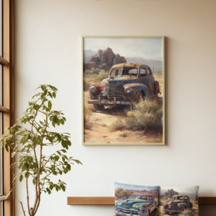Toile Rouille en paix : l'art des vieilles voitures du d