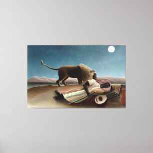 Toile Rousseau Dormir Gitan Lion Peinture