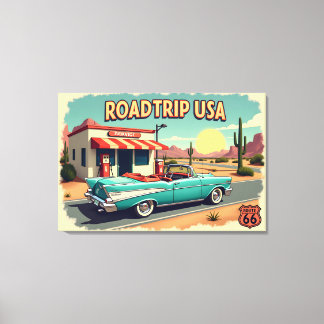 Toile Route 66 - Paysage animé