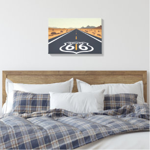 Toile Route 66 Route Désertique Art de Voyage Vintage