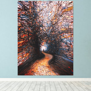 Toile Route de solitude abstraite – Allée colorée des ar