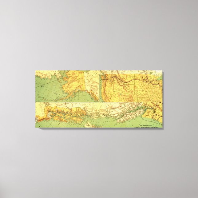 Toile Route de vapeur de l'AlaskaCarte panoramique (Recto)