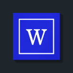 Toile Royal Bleu Blanc encadré Monogramme initial<br><div class="desc">Royal Bleu et Blanc encadré Monogramme initial Un arrière - plan solide élégant avec une zone encadrée blanche pour votre monogramme, nom ou autre texte. Vous pouvez également modifier la police de texte, modifier la taille et la couleur de la police, déplacer le texte, etc. Si vous voulez ce design...</div>