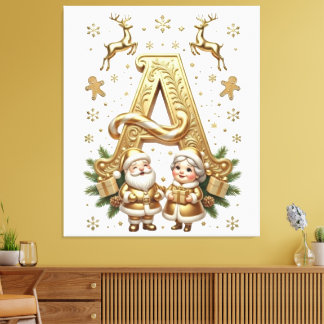 Toile Royal Gold Letter A Luxury Unisex Wrapped Canvas