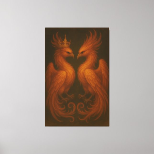 Toile Royal Gold Phoenix Pair · Luxury Fine Art Canvas (Recto)
