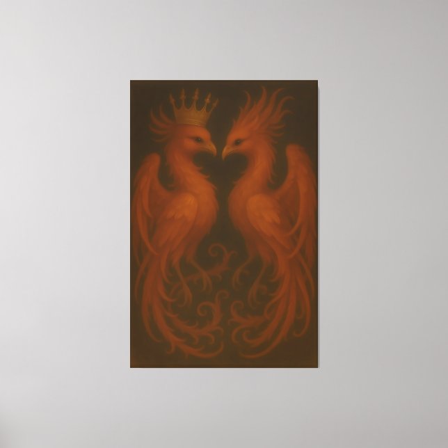 Toile Royal Gold Phoenix Pair · Luxury Fine Art Canvas (Recto)