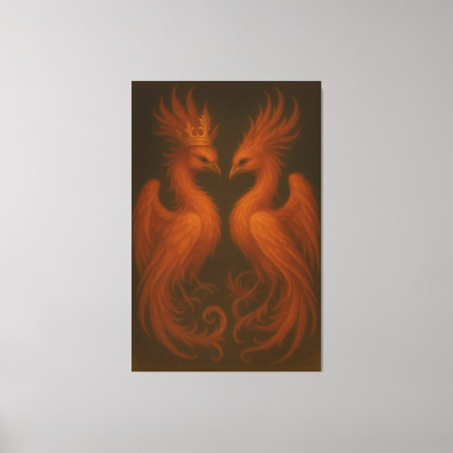 Toile Royal Gold Phoenix Pair · Luxury Fine Art Canvas (Recto)