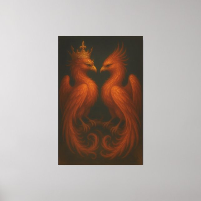 Toile Royal Gold Phoenix Pair · Luxury Fine Art Canvas (Recto)