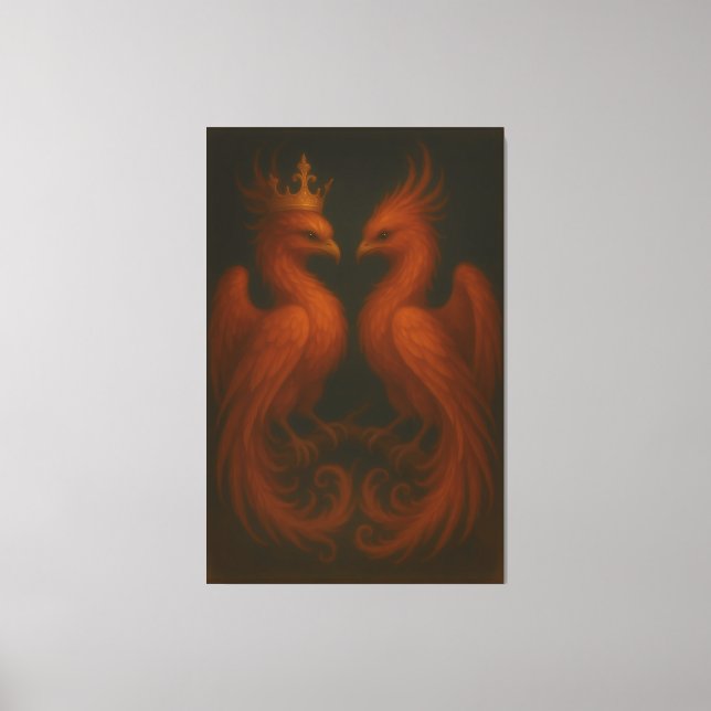 Toile Royal Gold Phoenix Pair · Luxury Fine Art Canvas (Recto)