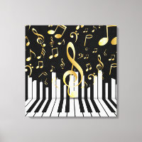 Royal Music Note touches de piano en or noir