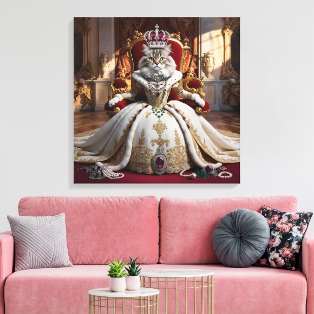 Toile Royal Pet Queen Portrait - Art numérique luxueux (Insitu(Salon))