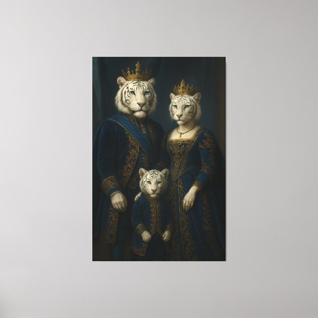 Toile Royal White Tiger Family · Blue Sapphire Crown Can (Recto)