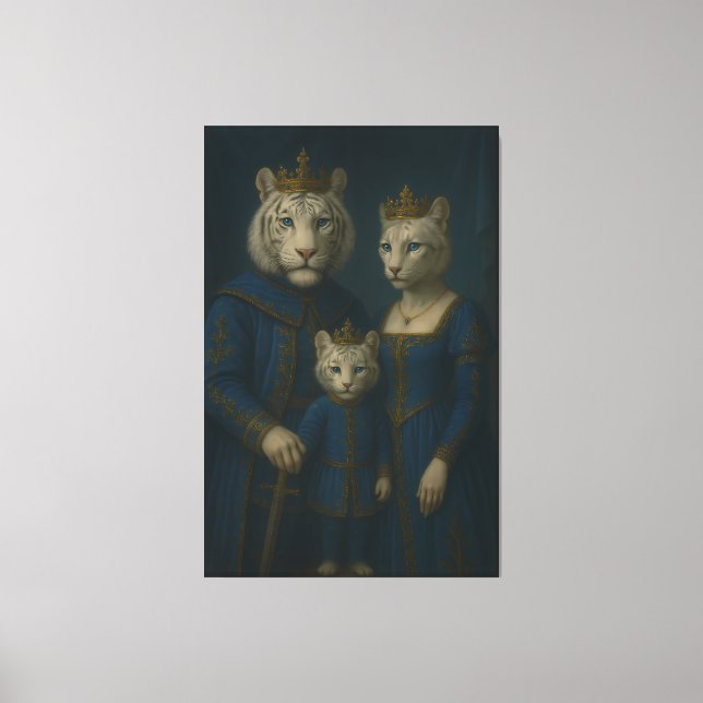 Toile Royal White Tiger Family · Blue Sapphire Crown Can (Recto)