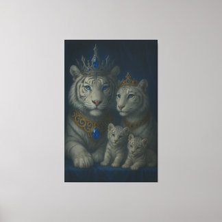 Toile Royal White Tiger Family · Blue Sapphire Crown Can