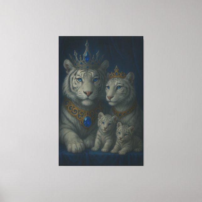 Toile Royal White Tiger Family · Blue Sapphire Crown Can (Recto)