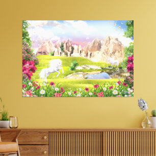 Toile Royaume Magique de la Licorne – Paysage de Château