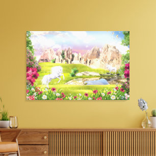 Toile Royaume Magique de la Licorne – Paysage de Château