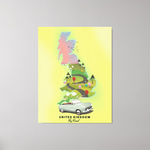 Toile Royaume-Uni ' Par la route' Affiche de voyage vint